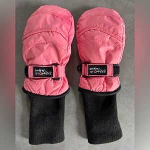 Snow Stoppers Pink Mittens with long black cuffs Girls Small